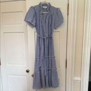 Hunter Bell Navy Striped Maxi Dress